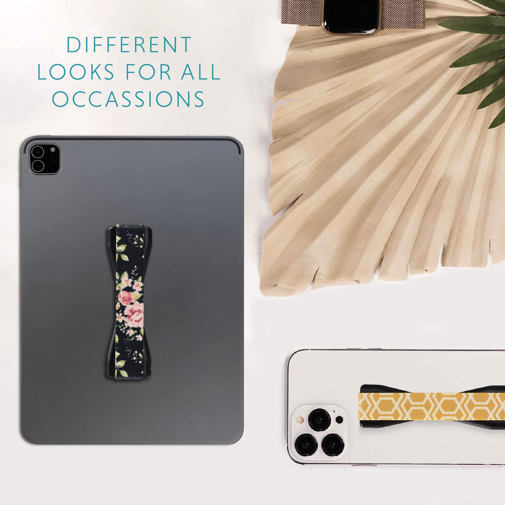 LoveHandle Duo Grip for Smartphone and Tablet - Vintage Rose Design Elastic Strap Original Grip with Rose Base + XL Grip with Black Base - Image 7