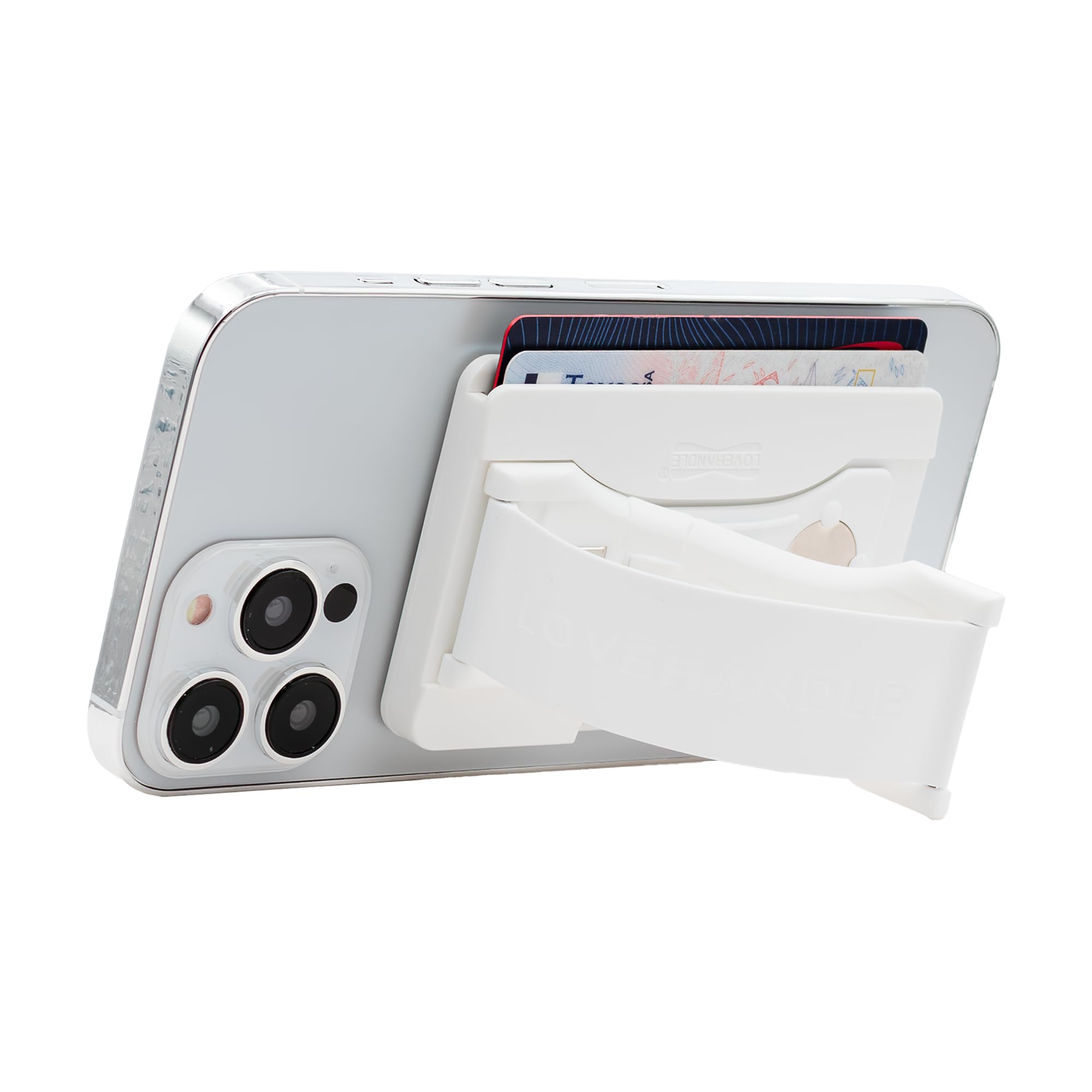 LOVEHANDLE Phone Wallet with Kickstand and Adapter Ring for MagSafe, Phone Card Holder, Wireless Charging Compatible, Wallet Compatible with MagSafe - White - Image 6