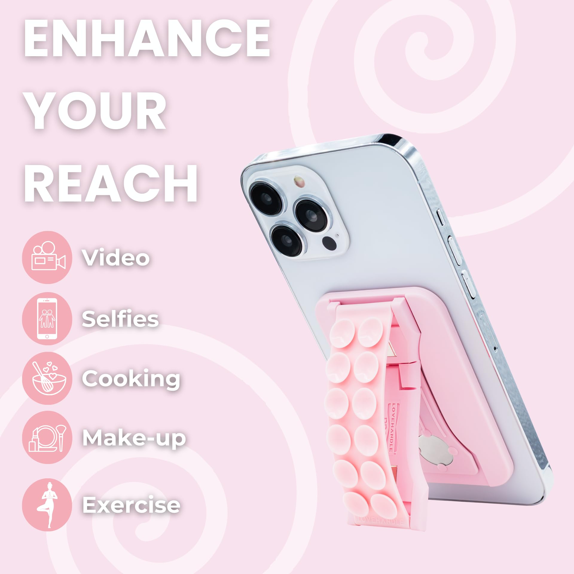 LoveHandle PRO MagSafe Compatible Magnetic Suction Phone Grip w/Kickstand - Mount, Suction Strap and Stand for Smartphone and Tablet - MagSafe Ring Included - Fits All Devices - Clear Suction - Image 6