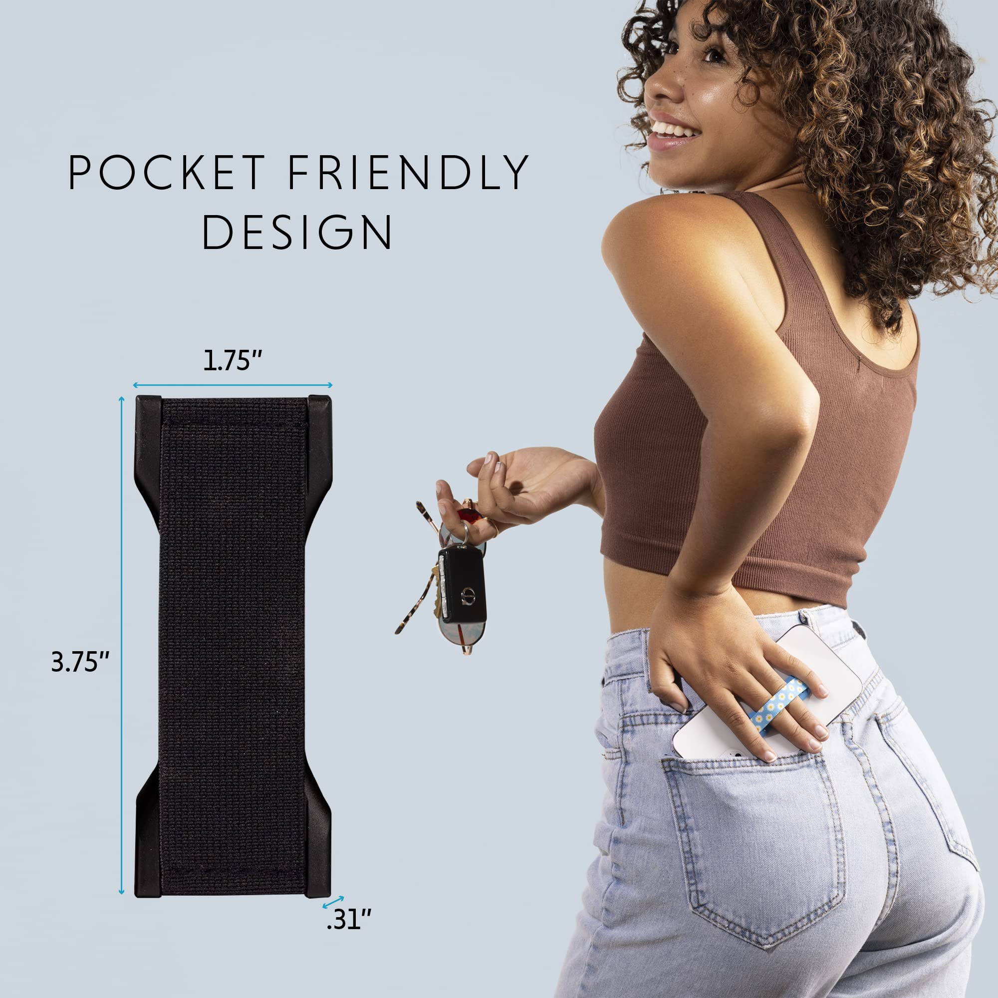 LOVEHANDLE PRO Premium Phone Grip - Elastic Phone Strap - Magnetic Phone Mount and Kickstand for Smartphone and Tablet - Black - Image 5