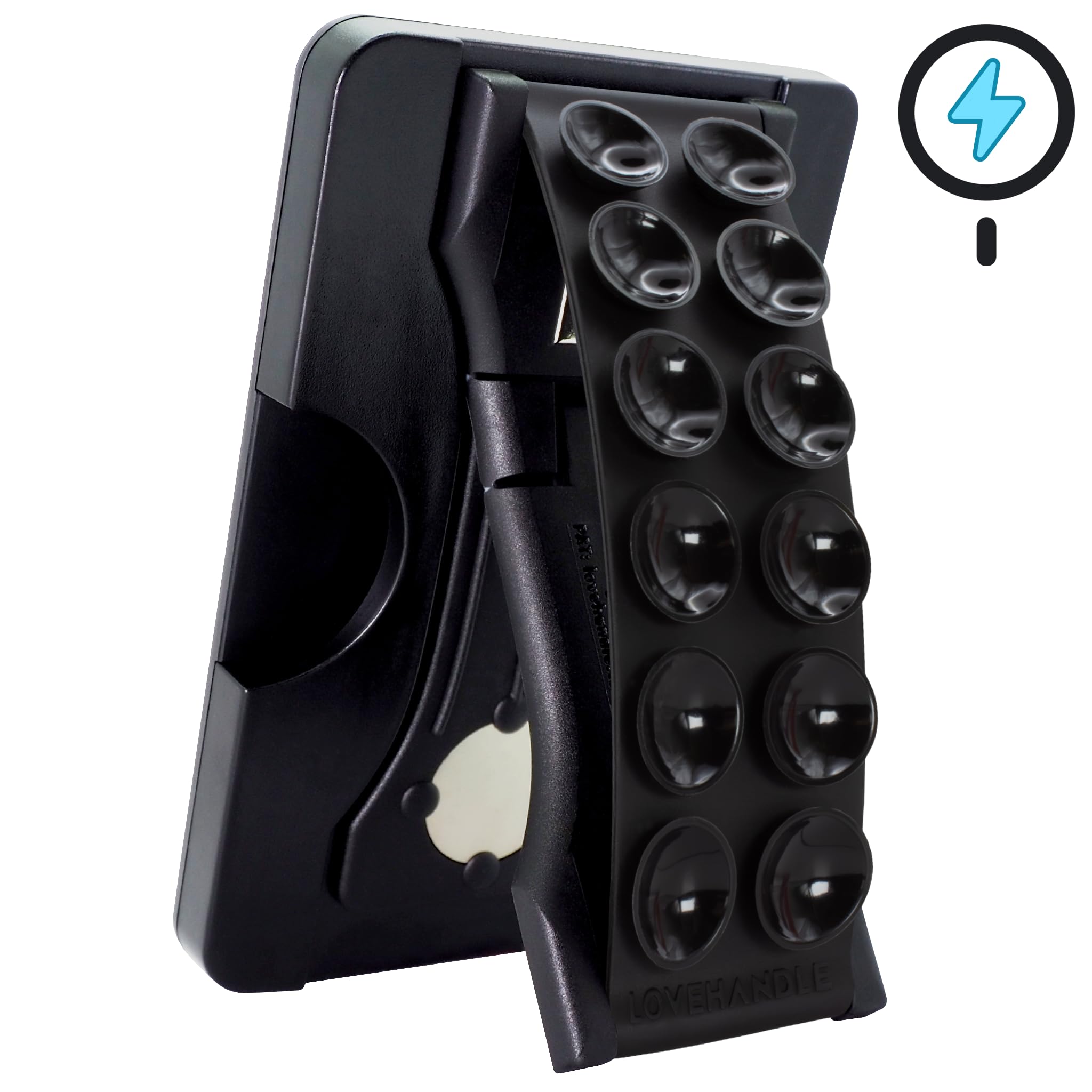 LOVEHANDLE Suction Phone Wallet with Kickstand and Adapter Ring for MagSafe - Magnetic Card Holder -Wireless Charging Compatible - Strong Suction Grip & Hands-Free Wallet - Black Suction - Image 3