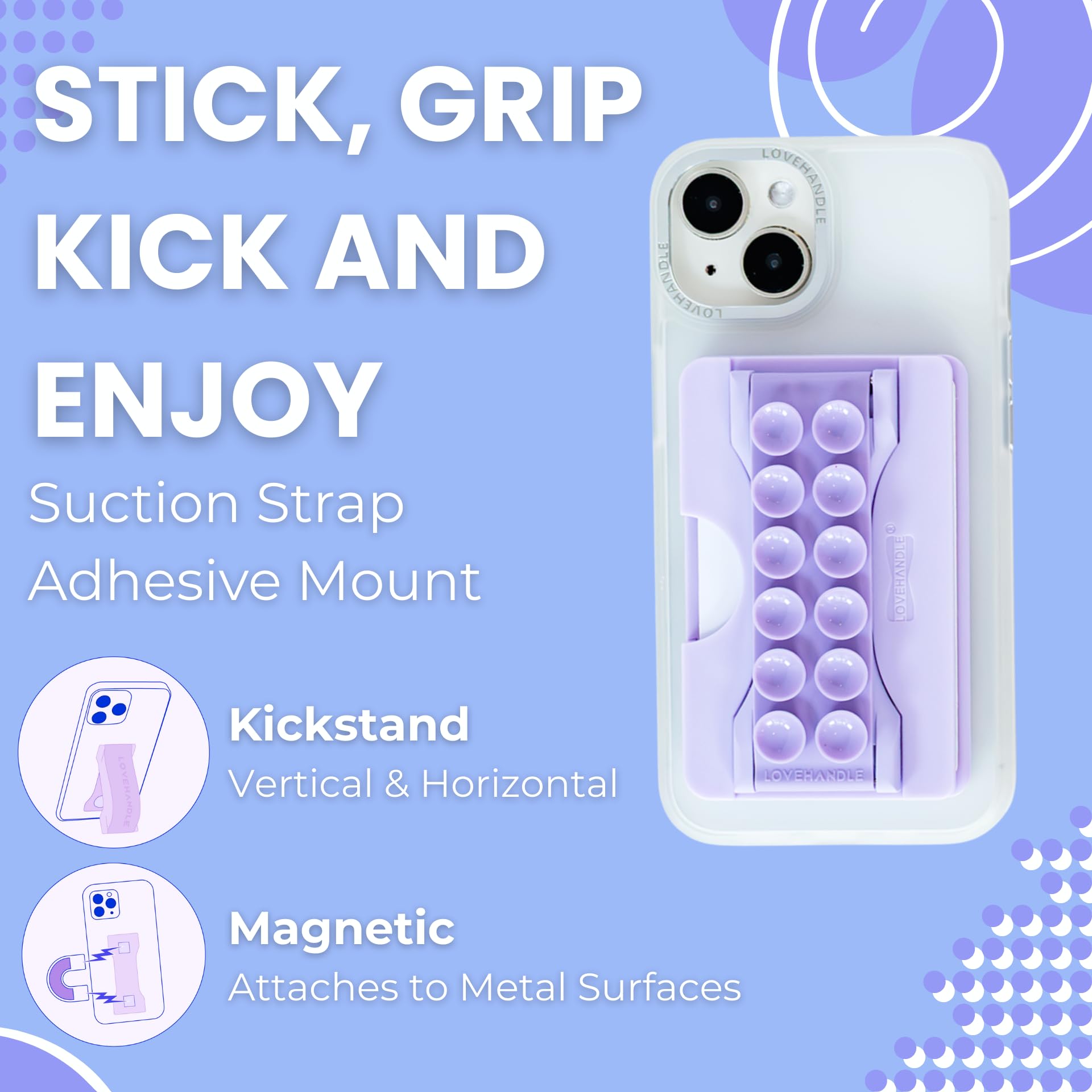 LOVEHANDLE Suction Phone Wallet with Kickstand and Adapter Ring for MagSafe - Magnetic Card Holder -Wireless Charging Compatible - Strong Suction Grip & Hands-Free Wallet - Clear Suction - Image 5