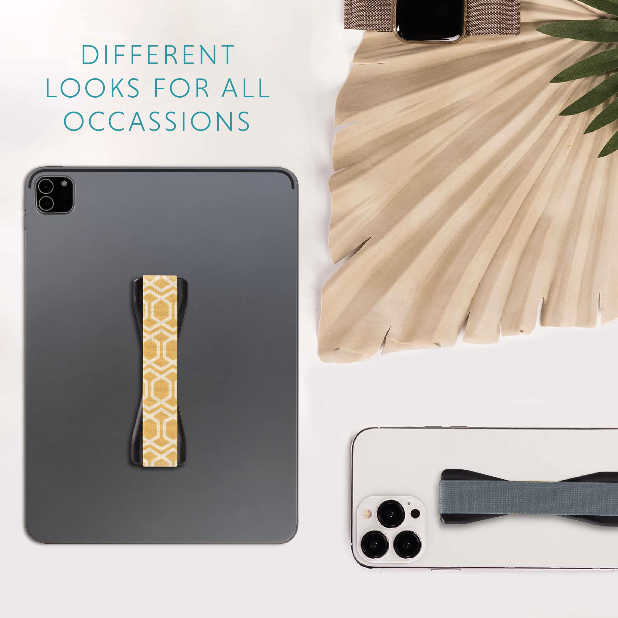 LOVEHANDLE Tablet Grip/XL Grip for Most Tablets and Large Smartphones, Black and Gold Elastic Strap Finger Grip with Black Base (LHT-01-BLK-GLD, Pack of 2) - Image 7