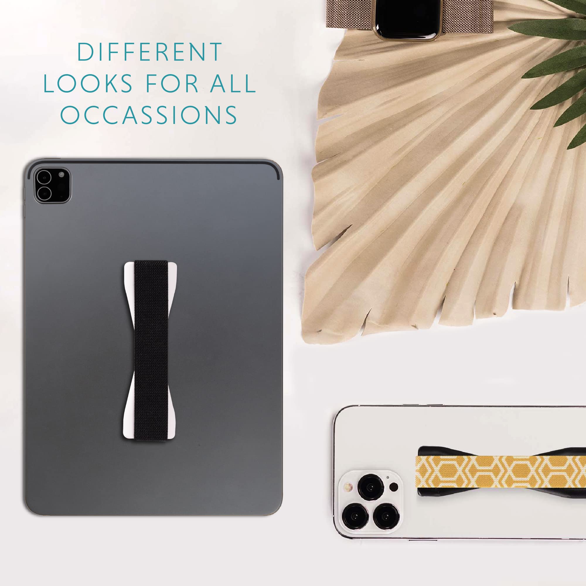 LOVEHANDLE Tablet/XL Grip for Most Tablets and Large Smartphones, Black Elastic Strap Finger Grip with White Base, LHT-01-White - Image 7