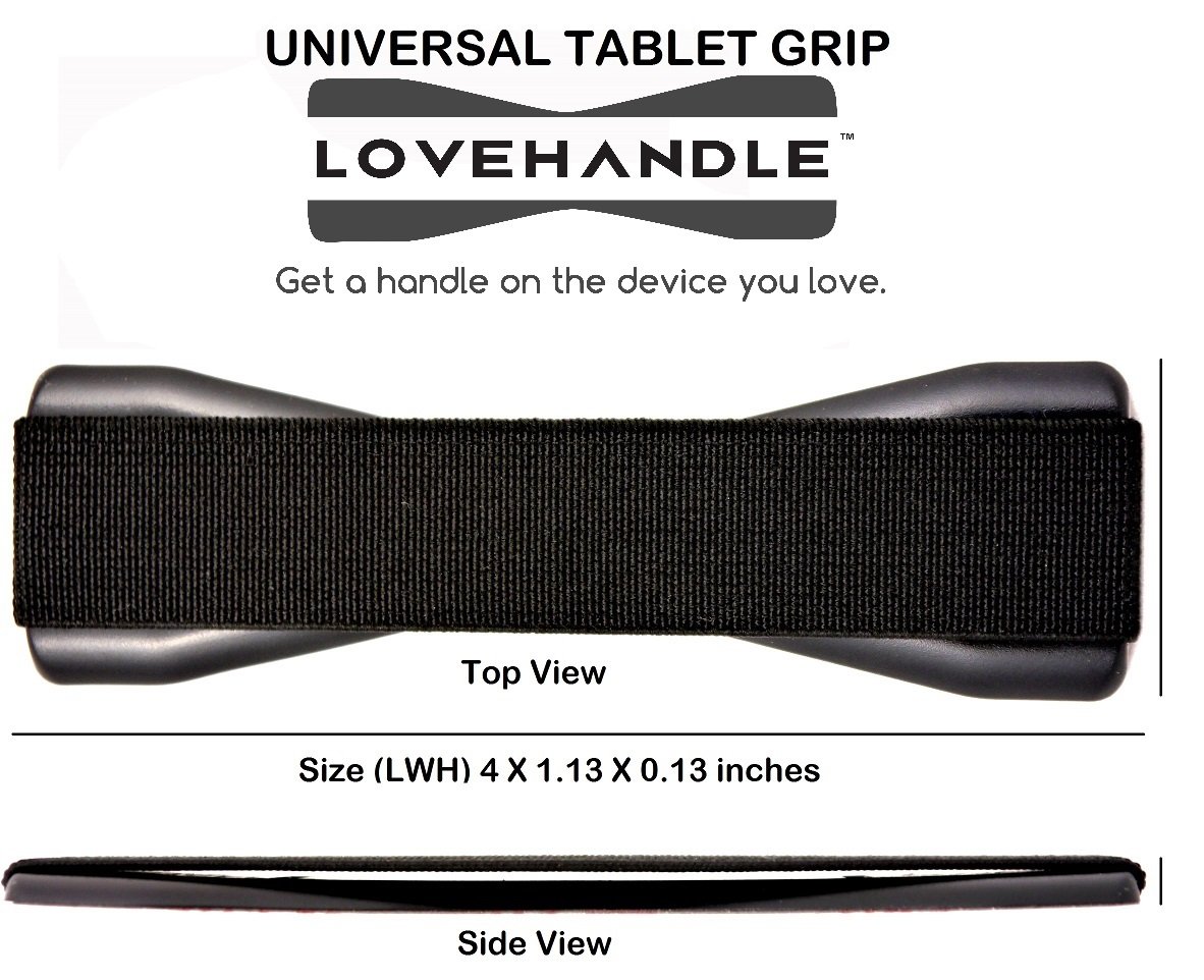 LOVEHANDLE Tablet/XL Grip for Most Tablets and Large Smartphones, Black and Mauve Rose Elastic Strap Finger Grip with Black Base (LHT-01-BLK-ROSE, Pack of 2) - Image 3