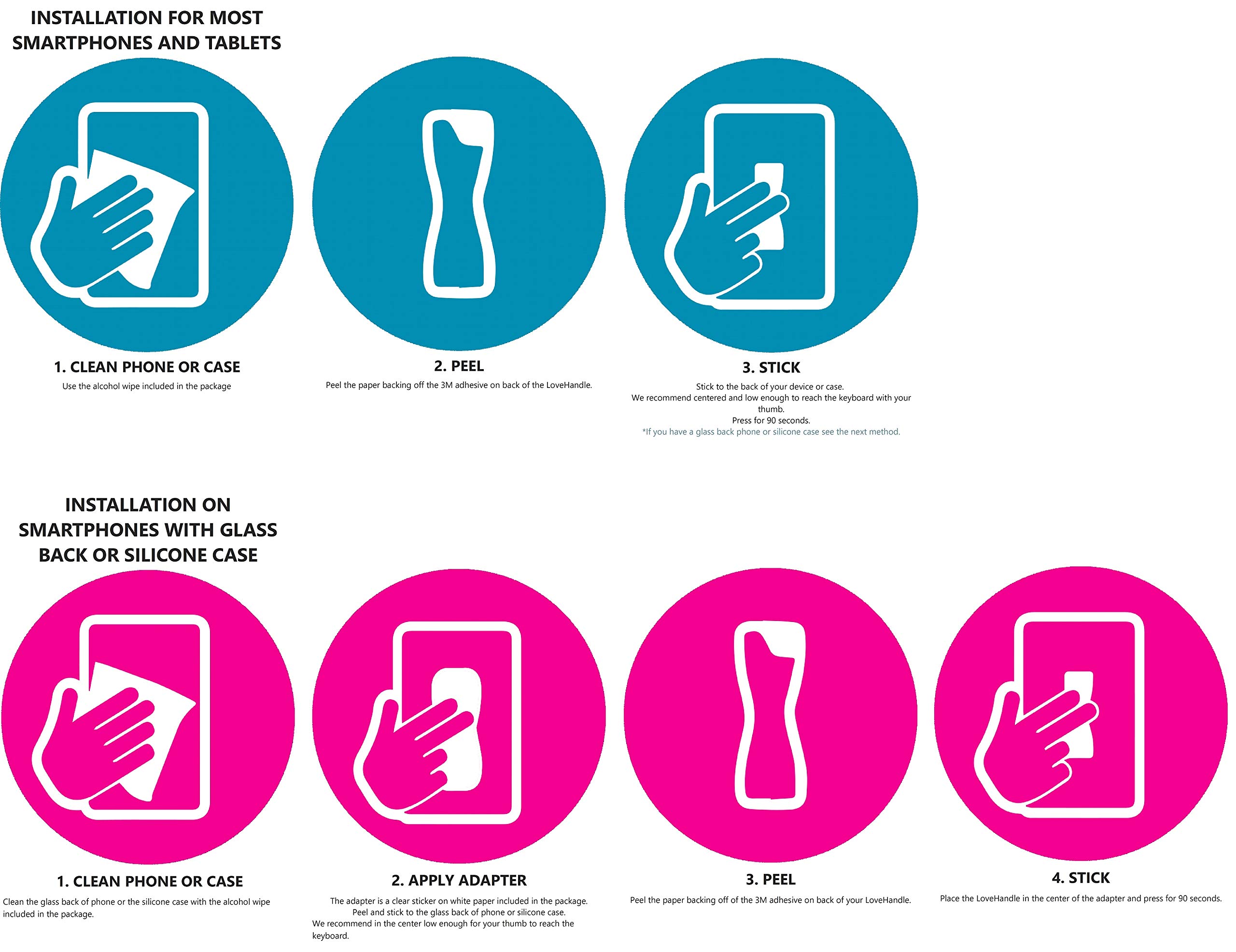 LOVEHANDLE Tablet/XL Grip for Most Tablets and Large Smartphones, Black and Mauve Rose Elastic Strap Finger Grip with Black Base (LHT-01-BLK-ROSE, Pack of 2) - Image 4