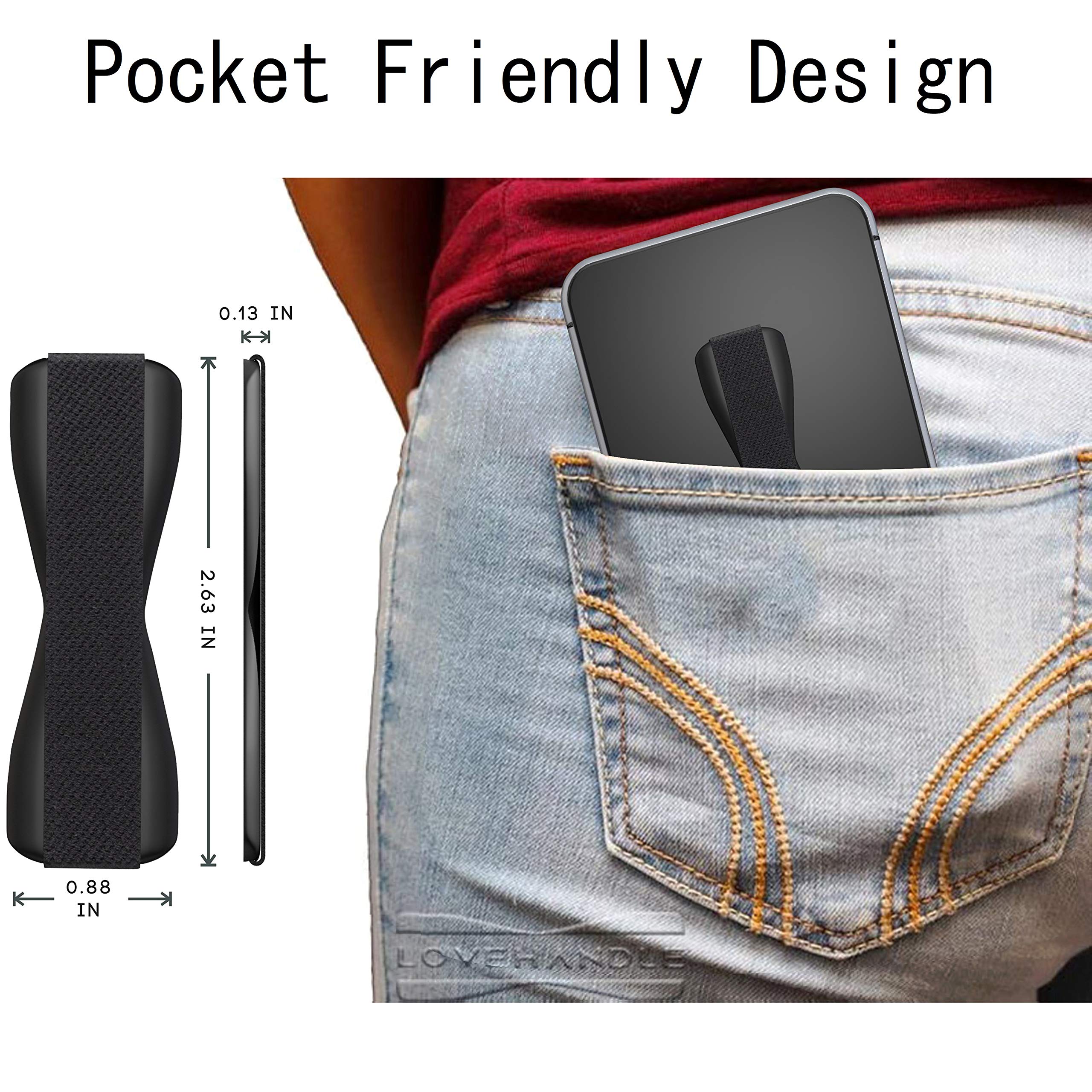 LOVEHANDLE Universal Phone Grip for Most Smartphones, Mini Tablets and Cases, Swirl Design Elastic Strap with Colored Base, 4 Piece Value Pack - Image 4