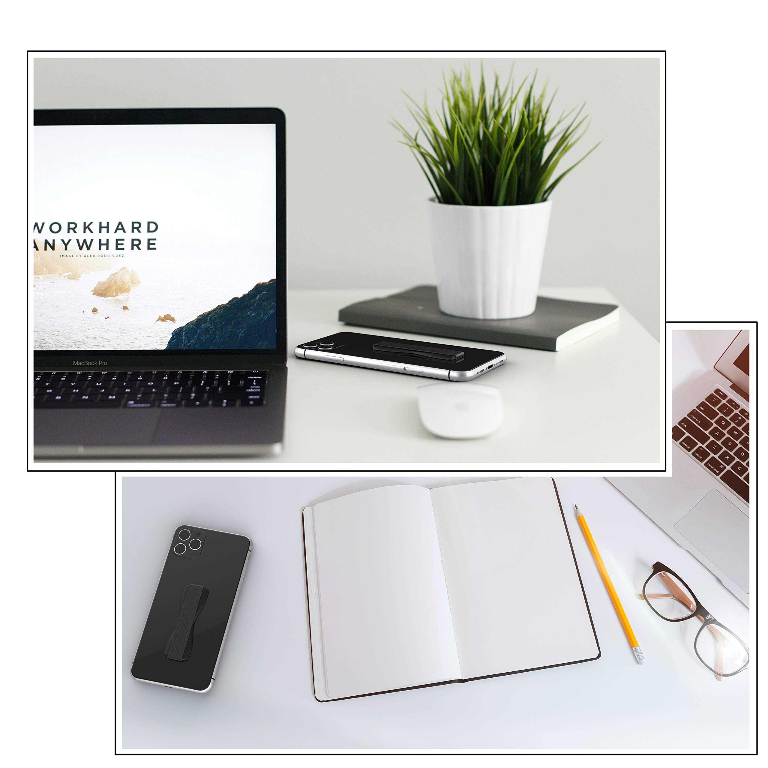 LOVEHANDLE Universal Phone Grip for Most Smartphones, Mini Tablets and Cases, Swirl Design Elastic Strap with Colored Base, 4 Piece Value Pack - Image 7