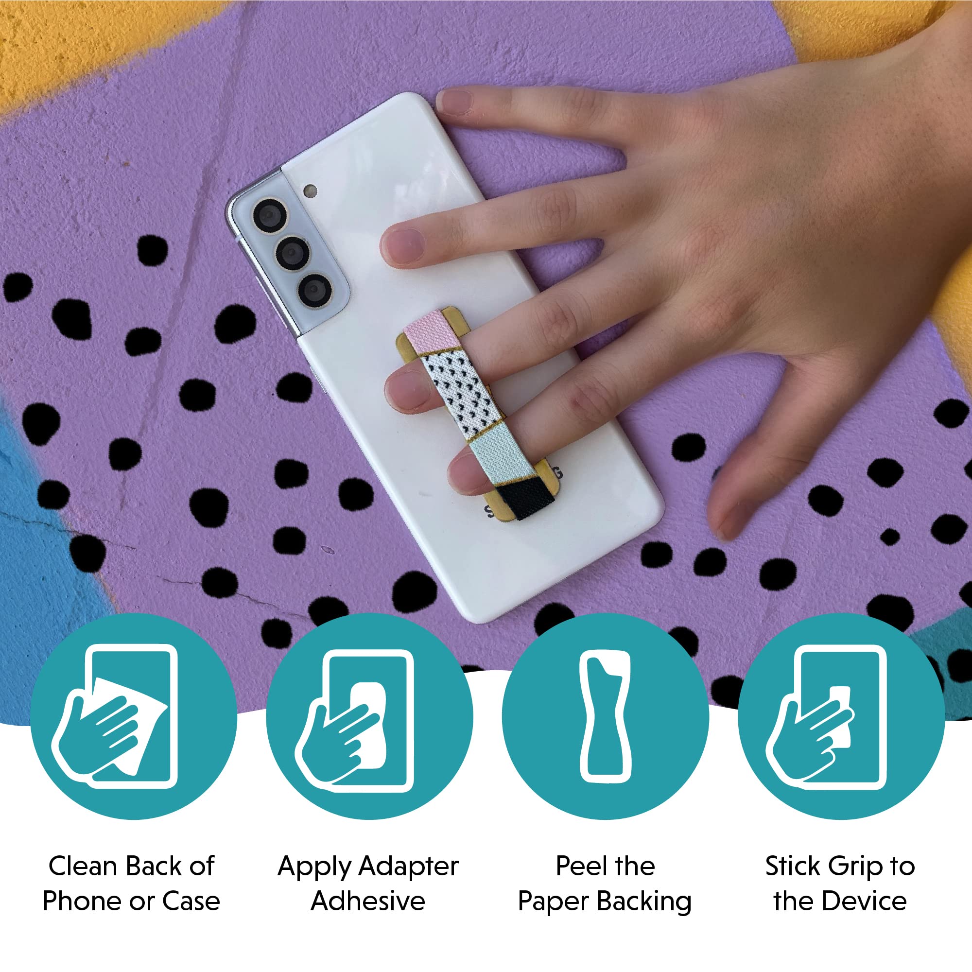 LOVEHANDLE Universal Phone Grip for Smartphones & Mini Tablets - Phone Holder for Hand - Wireless Charging Compatible - Made in The USA - Solid Black - Image 5