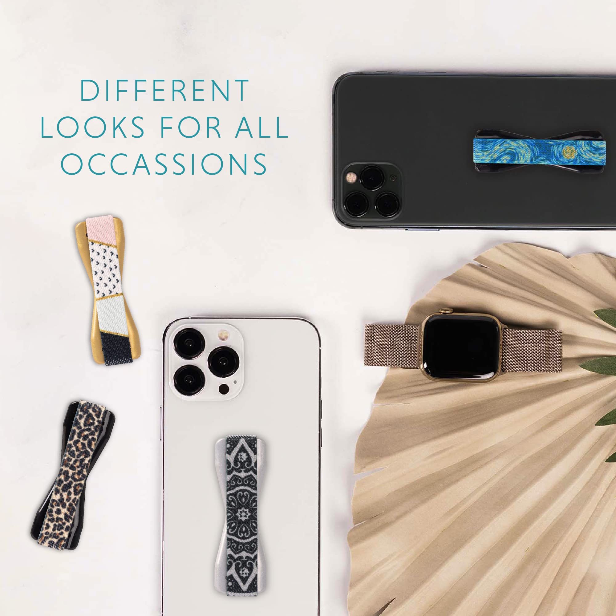 LOVEHANDLE Universal Phone Grip for Smartphones & Mini Tablets - Phone Holder for Hand - Wireless Charging Compatible - Made in The USA - Boho Silver - Image 5