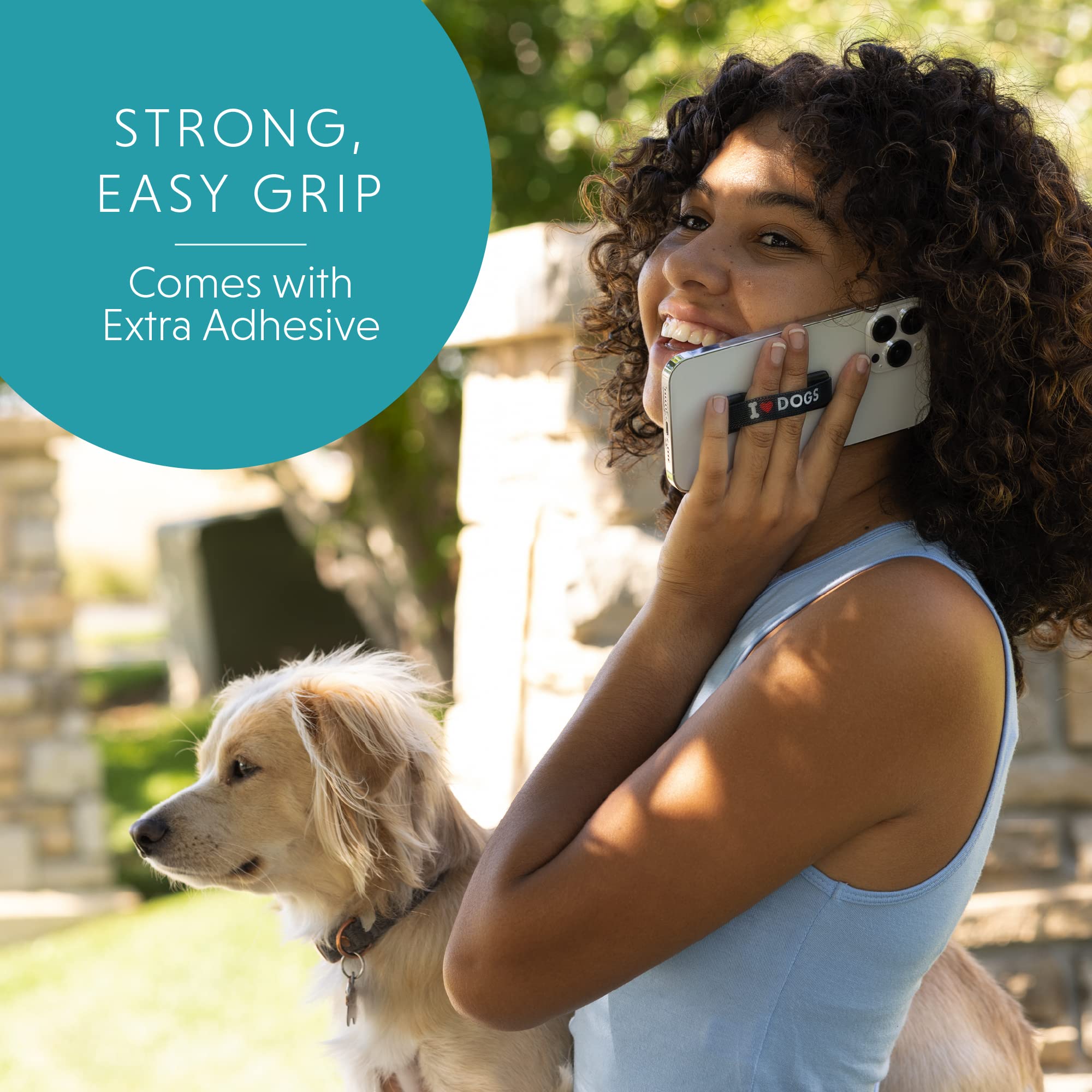 LOVEHANDLE Grip for Smartphone and Mini Tablet, Artisan Design Elastic Strap with Colored Base, 4 Piece Value Pack - Image 4